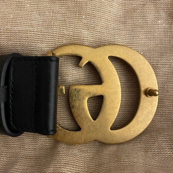 Gucci Black Leather Belt with Double G Buckle - Picture 3 of 5